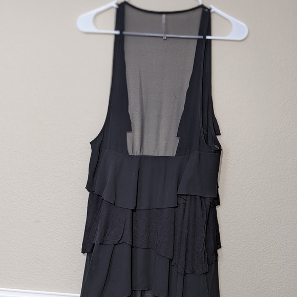 Free People Black Ruffle Tiered Modal Flowy Shacket Vest - Picture 4 of 7